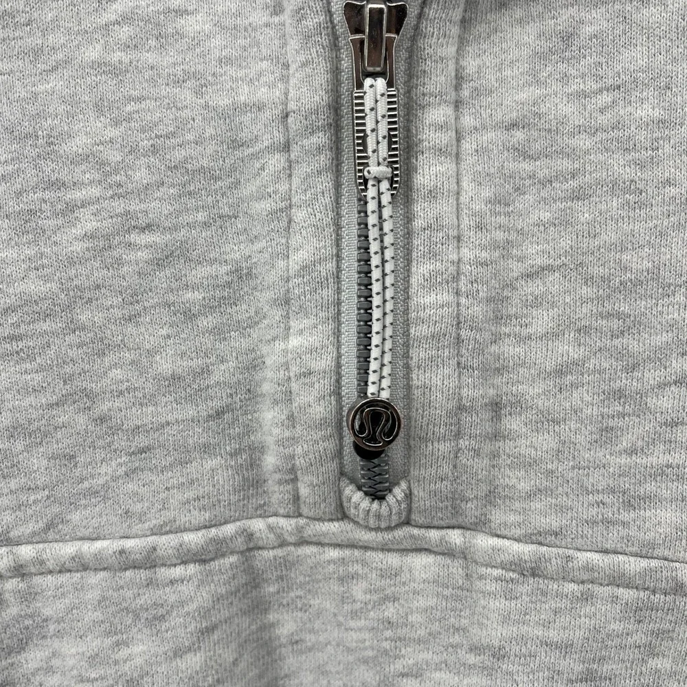 Lululemon Scuba Oversized Half Zip Hoodie Light Grey Cropped Thumbholes Sz XS/S - Picture 6 of 9